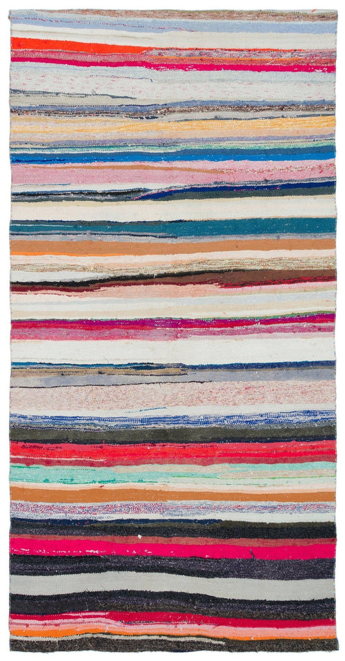 Girit Multy Striped Wool Handmade Area Rug 5'0" x 8'11"