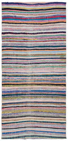 Girit 31873 Beige Striped Wool Handmade Area Rug 5'1" x 8'11"