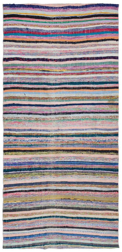 Girit 31873 Beige Striped Wool Handmade Area Rug 5'1" x 8'11"
