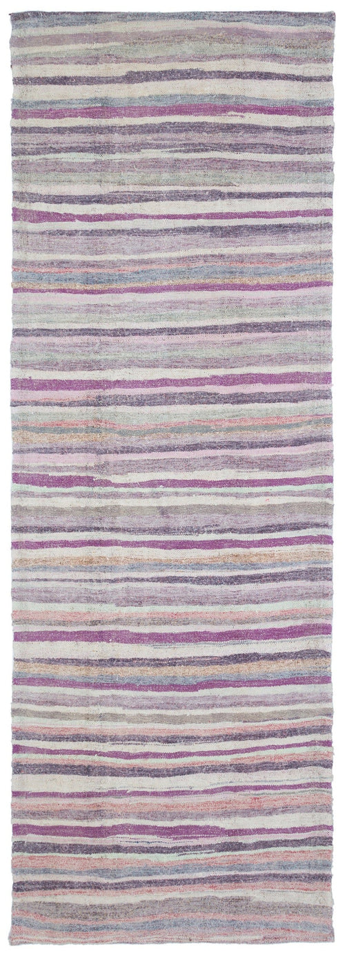 Girit Beige Striped Wool Handmade Area Rug 6'3" x 9'0"