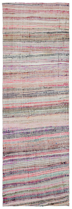 Girit Beige Striped Wool Handmade Area Rug 3'3" x 10'0"