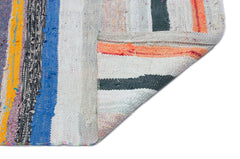 Girit Beige Striped Wool Handmade Area Rug 4'11" x 9'3"