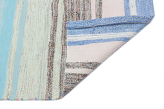 Girit Beige Striped Wool Handmade Area Rug 4'9" x 4'2"