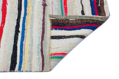 Girit Beige Striped Wool Handmade Area Rug 4'9" x 4'1"