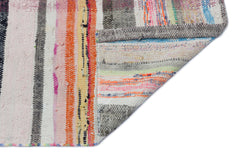 Girit Beige Striped Wool Handmade Area Rug 5'10" x 7'8"