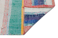 Girit Beige Striped Wool Handmade Area Rug 5'1" x 8'6"