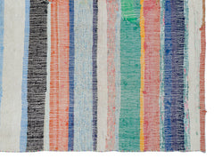 Girit Beige Striped Wool Handmade Area Rug 5'1" x 8'6"