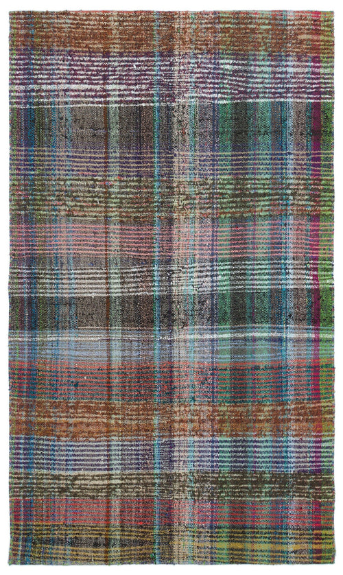 Girit Brown Striped Wool Handmade Area Rug 3'8" x 6'1"