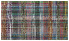 Girit Brown Striped Wool Handmade Area Rug 3'8" x 6'1"