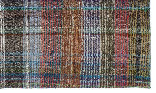 Girit Brown Striped Wool Handmade Area Rug 3'8" x 6'1"