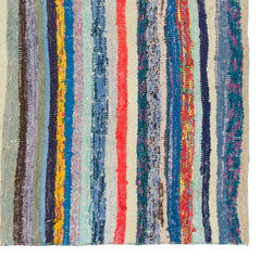 Girit Beige Striped Wool Handmade Area Rug 4'8" x 4'11"