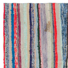 Girit Beige Striped Wool Handmade Area Rug 4'8" x 4'11"