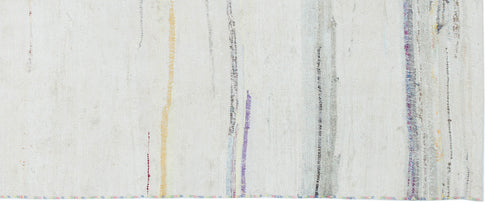 Girit Beige Striped Wool Handmade Area Rug 3'7" x 8'11"