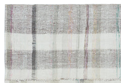 Girit 31912 Beige Striped Wool Handmade Area Rug 4'0" x 6'0"