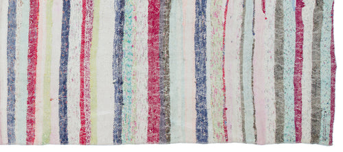 Girit Beige Striped Wool Handmade Area Rug 4'8" x 10'10"