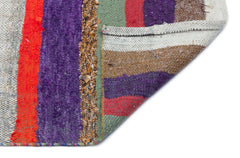 Girit Beige Striped Wool Handmade Area Rug 5'4" x 8'11"