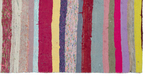 Girit Beige Striped Wool Handmade Area Rug 5'4" x 8'11"