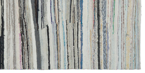 Girit Beige Striped Wool Handmade Area Rug 5'2" x 10'4"