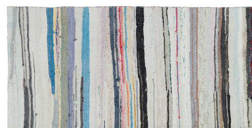 Girit Beige Striped Wool Handmade Area Rug 5'2" x 10'4"