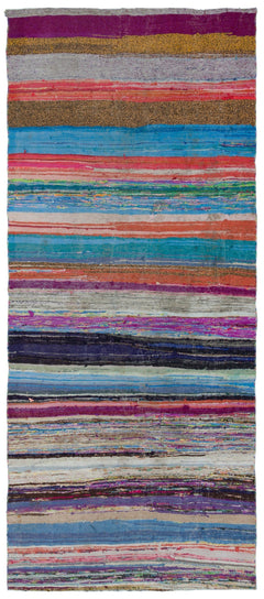 Girit Multy Striped Wool Handmade Area Rug 4'4" x 9'10"