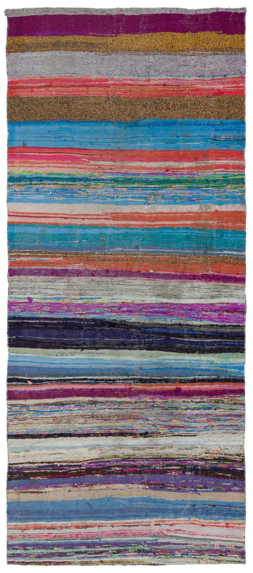 Girit Multy Striped Wool Handmade Area Rug 4'4" x 9'10"