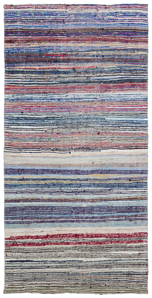Girit Beige Striped Wool Handmade Area Rug 6'0" x 9'1"
