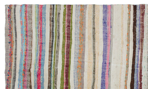 Girit Beige Striped Wool Handmade Area Rug 5'10" x 9'8"