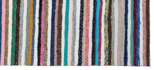 Girit Beige Striped Wool Handmade Area Rug 5'7" x 9'11"