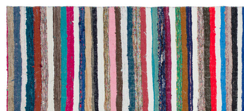 Girit Beige Striped Wool Handmade Area Rug 5'7" x 9'11"