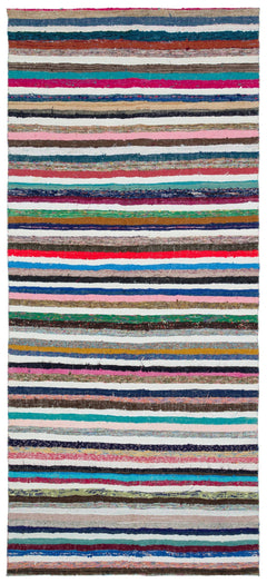 Girit Beige Striped Wool Handmade Area Rug 5'7" x 9'11"