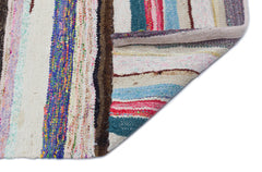 Girit Beige Striped Wool Handmade Area Rug 5'3" x 7'11"