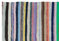 Girit Beige Striped Wool Handmade Area Rug 5'3" x 7'11"