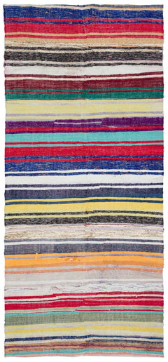 Girit Multy Striped Wool Handmade Area Rug 5'9" x 10'1"
