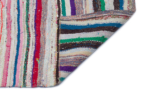 Girit Beige Striped Wool Handmade Area Rug 5'3" x 5'11"