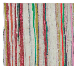 Girit Beige Striped Wool Handmade Area Rug 5'3" x 5'11"