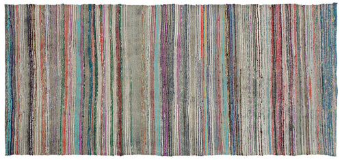 Girit Beige Striped Wool Handmade Area Rug 5'10" x 10'0"