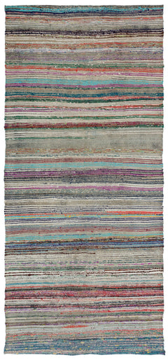 Girit Beige Striped Wool Handmade Area Rug 5'10" x 10'0"