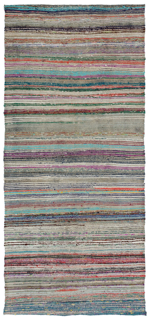 Girit Beige Striped Wool Handmade Area Rug 5'10" x 10'0"