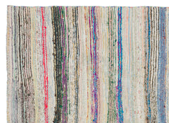 Girit Beige Striped Wool Handmade Area Rug 4'11" x 7'0"