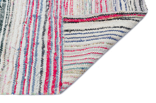 Girit Beige Striped Wool Handmade Area Rug 4'4" x 6'2"