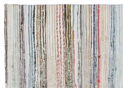 Girit Beige Striped Wool Handmade Area Rug 4'4" x 6'2"