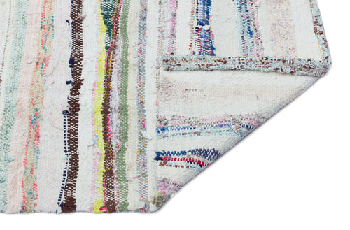 Girit Beige Striped Wool Handmade Area Rug 5'3" x 9'4"