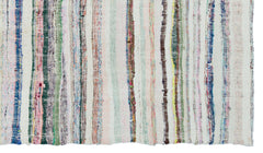 Girit Beige Striped Wool Handmade Area Rug 5'3" x 9'4"