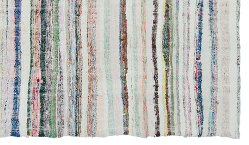 Girit Beige Striped Wool Handmade Area Rug 5'3" x 9'4"