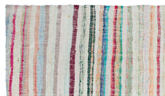 Girit Beige Striped Wool Handmade Area Rug 5'3" x 9'4"