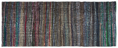 Girit Brown Striped Wool Handmade Area Rug 4'0" x 10'0"