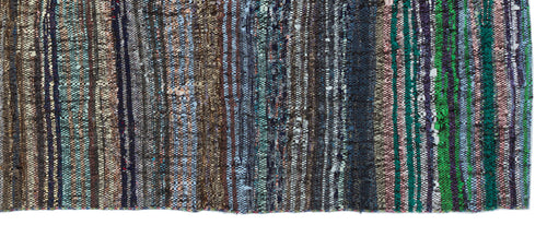 Girit Brown Striped Wool Handmade Area Rug 4'0" x 10'0"