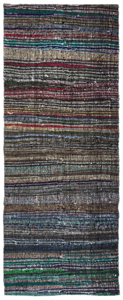 Girit Brown Striped Wool Handmade Area Rug 4'0" x 10'0"