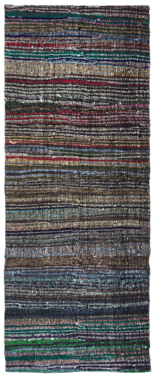 Girit Brown Striped Wool Handmade Area Rug 4'0" x 10'0"