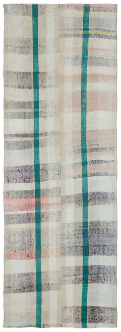 Girit Beige Striped Wool Handmade Area Rug 4'1" x 12'0"